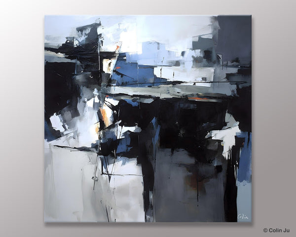 Original Modern Wall Art on Canvas, Black Contemporary Canvas Art, Modern Acrylic Artwork for Sale, Large Abstract Painting for Bedroom-ArtWorkCrafts.com