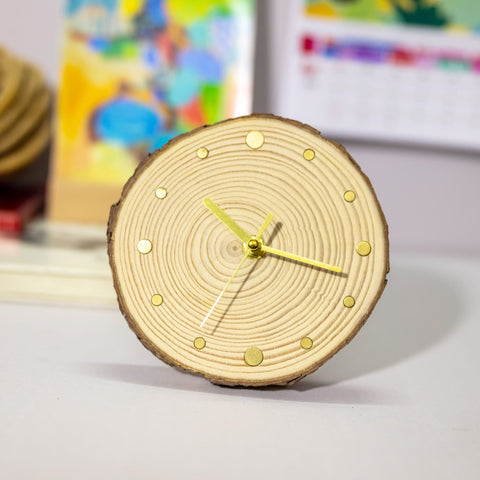 Handcrafted Pine Wood Mantel Clock with Golden Metal Hour Markers - Unique Home Decor Accent - Perfect Gift with Gift Packaging and Cards-ArtWorkCrafts.com