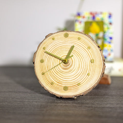 Handcrafted Pine Wood Table Clock with Magnetic Support - Eco-Friendly Elegance - One of A Kind - Precision Movement, Ideal Gift Option-ArtWorkCrafts.com