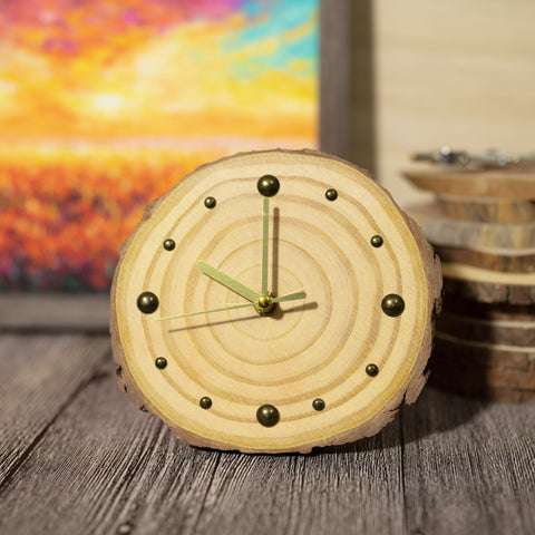 Handcrafted Pine Wood Desktop Clock: Eco-Friendly Artisanal Silent, and Perfectly Gift-Wrapped for Loved Ones - Modern Home Decor-ArtWorkCrafts.com