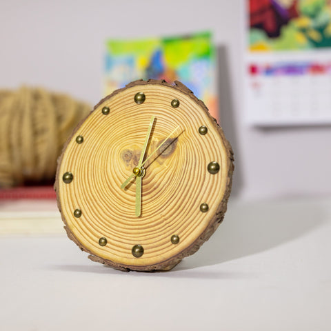 Unique Handcrafted Pine Wood Table Clock - Rustic Minimalist Home Decor Accent - Sustainable Materials, Perfect Gift Option - Artisan-Made-ArtWorkCrafts.com
