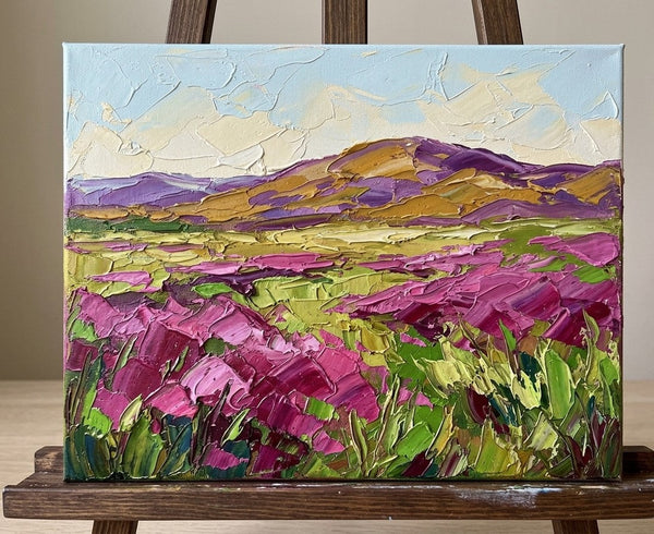 Impasto Painting, Purple Blossom Wilderness, Small Canvas Artwork for Sale, Original Canvas Paintings, Heavy Texture Paintings on Canvas, Buy Paintings Online