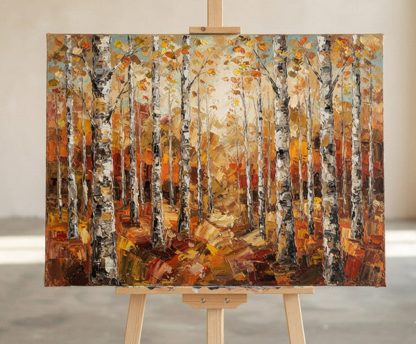 Autumn Birch Tree Forest Painting, Original Landscape Paintings, Original Oil Paintings, Buy Small Paintings Online, Hand Painted Canvas Art, Small Canvas Artwork