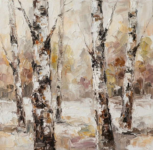 Winter Birch Forest Tree Painting, Original Seascape Paintings, Hand Painted Canvas Art, Miniature Canvas Art, Original Oil Paintings, Buy Small Artwork Online