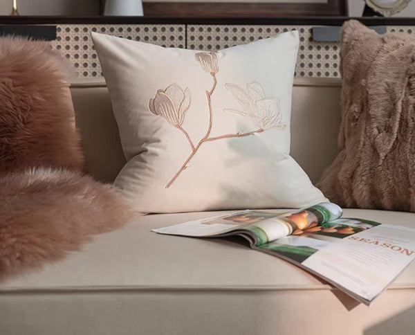 Modern Decorative Pillows for Bedroom, Decorative Pillow Arrangement Ideas for Couch, Embroidered Butterfly Pillow Covers, Large Decorative Throw Pillows for Living Room-ArtWorkCrafts.com