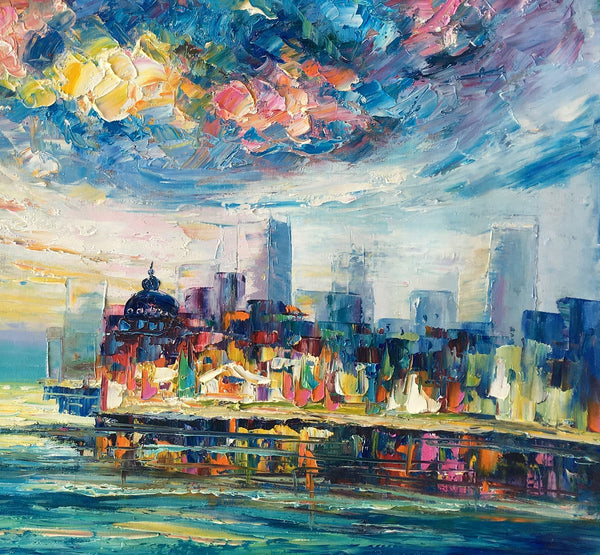 Original Landscape Paintings, Cityscape Painting, Custom Large Canvas Paintings, Modern Paintings on Canvas-ArtWorkCrafts.com