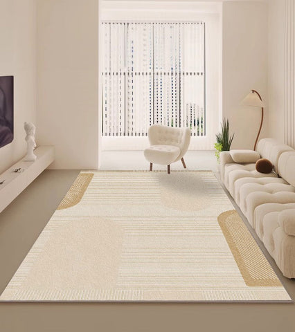 Cream Color Geometric Modern Rugs, Contemporary Soft Rugs for Living Room, Bedroom Modern Rugs, Modern Rugs for Dining Room-ArtWorkCrafts.com