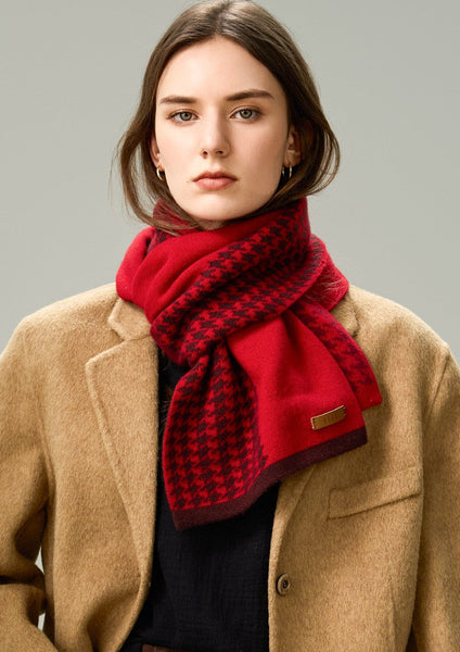 Fashion Designer Scarf, Modern Wool Scarf for Women, Casual Scarf for Women, Cold Weather Scarf, Red Winter Scarf, Soft Cashmere Scarf for Women-ArtWorkCrafts.com