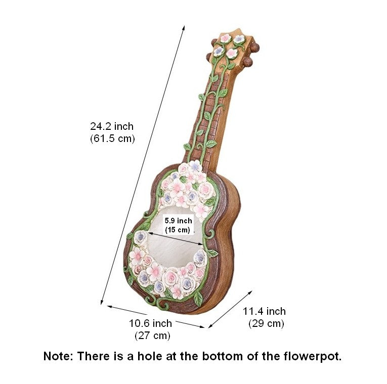 Modern Garden Flower Pot, Unique Guitar Flowerpot for Garden Ornaments, Beautiful Guitar Flowerpot, Villa Outdoor Decor Gardening Ideas-ArtWorkCrafts.com
