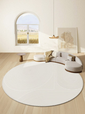 Bedroom Abstract Modern Area Rugs, Contemporary Modern Rug for Living Room, Geometric Round Rugs for Dining Room, Circular Modern Rugs under Chairs-ArtWorkCrafts.com