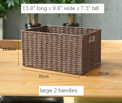 Large Woven Straw Storage Basket, Storage Basket for Bedroom, Rectangle Storage Basket, Picnic Storage Basket, Storage Basket for Toys-ArtWorkCrafts.com