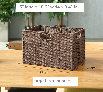 Large Woven Straw Storage Basket, Storage Basket for Bedroom, Rectangle Storage Basket, Picnic Storage Basket, Storage Basket for Toys-ArtWorkCrafts.com
