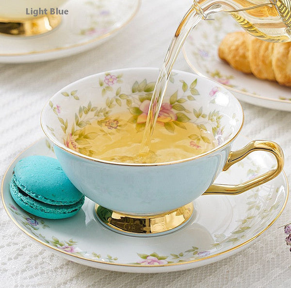 Elegant Ceramic Coffee Cups, Beautiful British Tea Cups, Unique Afternoon Tea Cups and Saucers in Gift Box, Royal Bone China Porcelain Tea Cup Set-ArtWorkCrafts.com