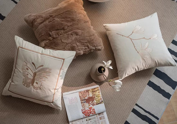 Decorative Pillow Arrangement Ideas for Couch, Modern Decorative Pillows for Bedroom, Embroidered Butterfly Pillow Covers, Large Decorative Throw Pillows for Living Room-ArtWorkCrafts.com