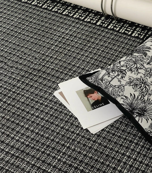 Contemporary Area Rugs under Sofa, Black Modern Area Rug for Living Room, Bedroom Modern Floor Rugs, Large Area Rugs for Office-ArtWorkCrafts.com