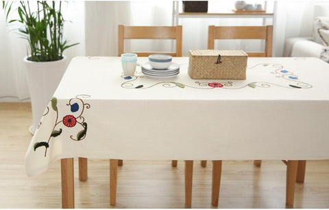 Modern Table Cover for Dining Table, Cotton Embroidered Rectangle Tablecloth for Kitchen, Simple Modern Tablecloth for Tea Table, Cabinit, Bedstand-ArtWorkCrafts.com