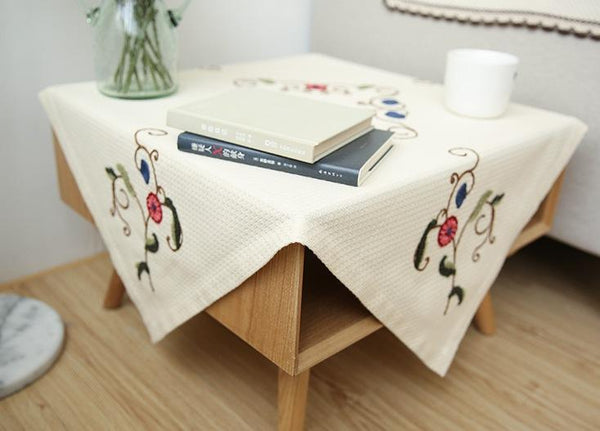 Modern Table Cover for Dining Table, Cotton Embroidered Rectangle Tablecloth for Kitchen, Simple Modern Tablecloth for Tea Table, Cabinit, Bedstand-ArtWorkCrafts.com
