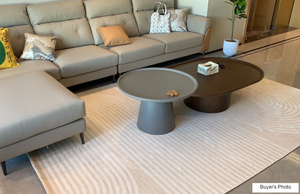 Cream Color Modern Living Room Rugs, Dining Room Modern Rugs, Thick Soft Modern Rugs for Living Room, Contemporary Rugs for Bedroom-ArtWorkCrafts.com