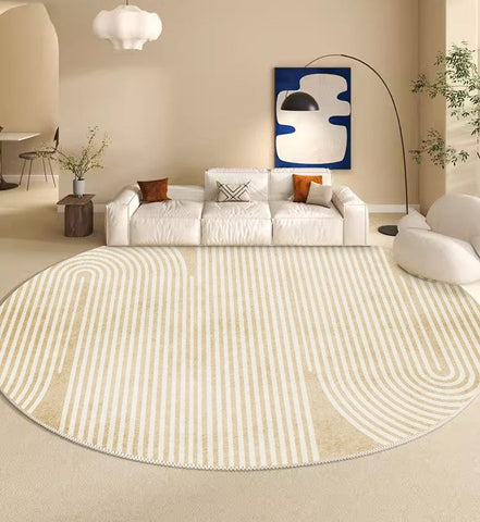 Contemporary Modern Rug Ideas for Living Room, Thick Round Rugs under Coffee Table, Modern Round Rugs for Dining Room, Circular Modern Rugs for Bedroom-ArtWorkCrafts.com