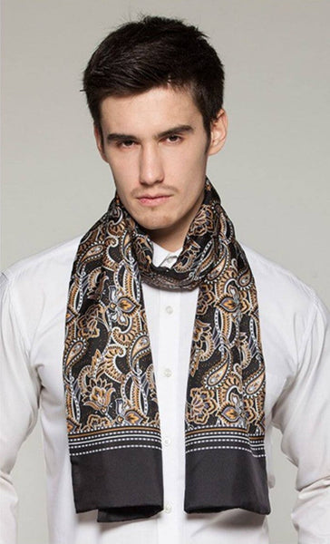 Long Men Silk Scarf, High Quality Silk Necktie, Business Silk Scarf Men, Silk Scarf For Suit, British Style Long Scarf, Luxury Silk Neck Scarf, Mens Spring Autumn Scarf, Formal Wear Silk Scarf-ArtWorkCrafts.com