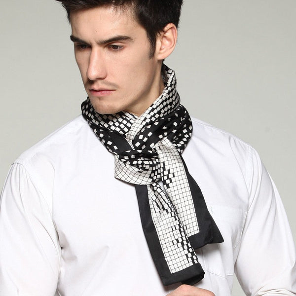 High Quality Silk Necktie, Business Silk Scarf Men, Long Men Silk Scarf, Silk Scarf For Suit, British Style Long Scarf, Luxury Silk Neck Scarf, Mens Spring Autumn Scarf, Formal Wear Silk Scarf-ArtWorkCrafts.com