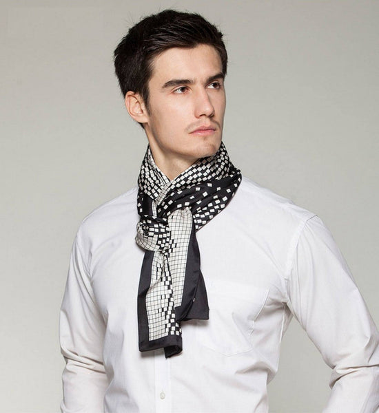 High Quality Silk Necktie, Business Silk Scarf Men, Long Men Silk Scarf, Silk Scarf For Suit, British Style Long Scarf, Luxury Silk Neck Scarf, Mens Spring Autumn Scarf, Formal Wear Silk Scarf-ArtWorkCrafts.com