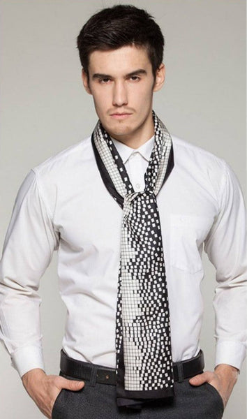 High Quality Silk Necktie, Business Silk Scarf Men, Long Men Silk Scarf, Silk Scarf For Suit, British Style Long Scarf, Luxury Silk Neck Scarf, Mens Spring Autumn Scarf, Formal Wear Silk Scarf-ArtWorkCrafts.com