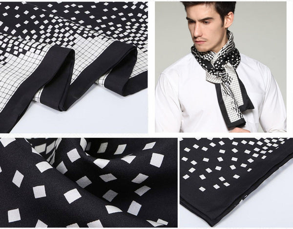 High Quality Silk Necktie, Business Silk Scarf Men, Long Men Silk Scarf, Silk Scarf For Suit, British Style Long Scarf, Luxury Silk Neck Scarf, Mens Spring Autumn Scarf, Formal Wear Silk Scarf-ArtWorkCrafts.com