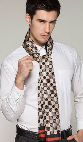 Business Silk Scarf Men, Long Silk Scarf for Men, Silk Scarf For Suit, High Quality Silk Necktie, British Style Long Scarf, Luxury Silk Neck Scarf, Mens Spring Autumn Scarf, Formal Wear Silk Scarf-ArtWorkCrafts.com