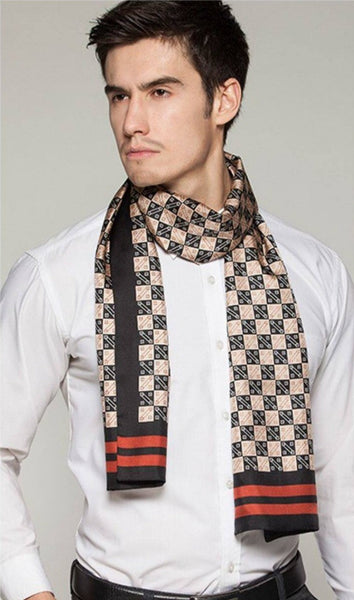 Business Silk Scarf Men, Long Silk Scarf for Men, Silk Scarf For Suit, High Quality Silk Necktie, British Style Long Scarf, Luxury Silk Neck Scarf, Mens Spring Autumn Scarf, Formal Wear Silk Scarf-ArtWorkCrafts.com
