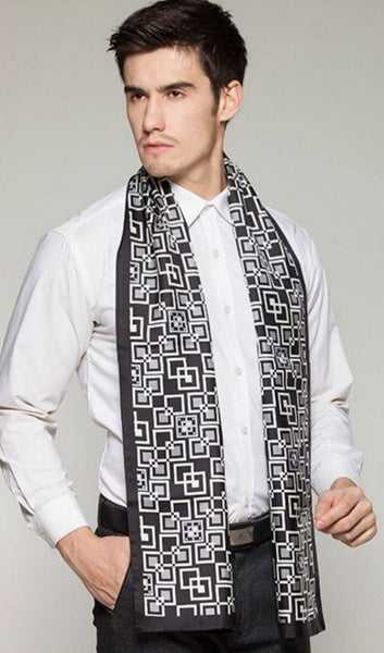 Silk Scarf For Suit, High Quality Silk Necktie, British Style Long Scarf, Business Silk Scarf Men, Long Silk Scarf for Men, Luxury Silk Neck Scarf, Mens Spring Autumn Scarf, Formal Wear Silk Scarf-ArtWorkCrafts.com