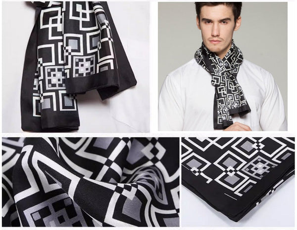 Silk Scarf For Suit, High Quality Silk Necktie, British Style Long Scarf, Business Silk Scarf Men, Long Silk Scarf for Men, Luxury Silk Neck Scarf, Mens Spring Autumn Scarf, Formal Wear Silk Scarf-ArtWorkCrafts.com