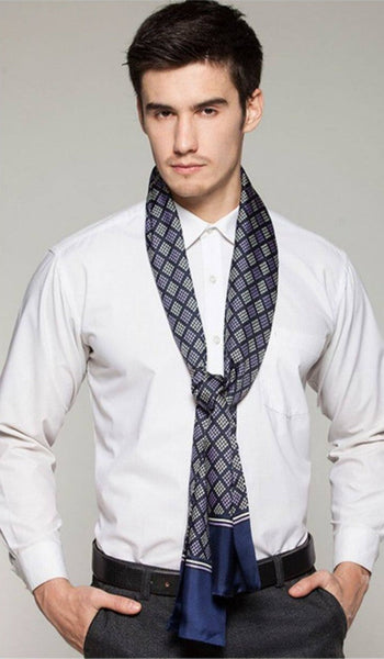 Mens Thin Silk Scarf, Business Silk Scarf Men, Silk Scarf For Suit, British Style Long Scarf, Luxury Silk Neck Scarf, Mens Spring Autumn Scarf, Formal Wear Silk Scarf-ArtWorkCrafts.com