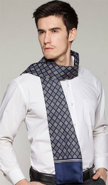 Mens Thin Silk Scarf, Business Silk Scarf Men, Silk Scarf For Suit, British Style Long Scarf, Luxury Silk Neck Scarf, Mens Spring Autumn Scarf, Formal Wear Silk Scarf-ArtWorkCrafts.com