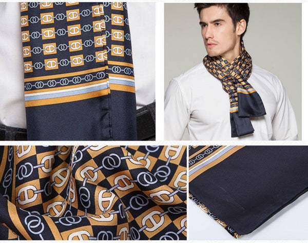 Formal Wear Silk Scarf, Mens Thin Silk Scarf, Mens Spring Autumn Scarf, Business Silk Scarf Men, Silk Scarf For Suit, British Style Long Scarf, Luxury Silk Neck Scarf-ArtWorkCrafts.com