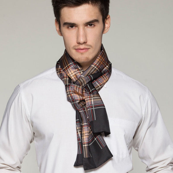 British Style Long Scarf, Luxury Silk Neck Scarf, Formal Wear Silk Scarf, Mens Thin Silk Scarf, Mens Spring Autumn Scarf, Business Silk Scarf Men, Silk Scarf For Suit-ArtWorkCrafts.com