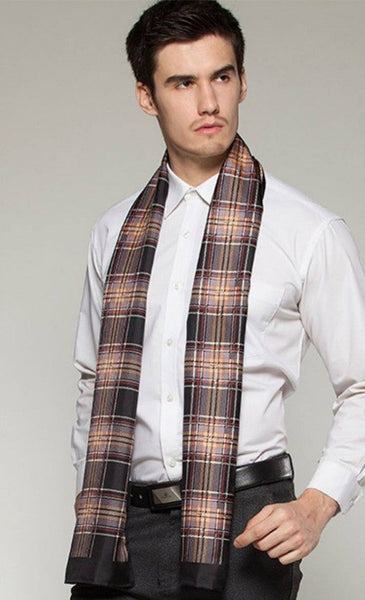 British Style Long Scarf, Luxury Silk Neck Scarf, Formal Wear Silk Scarf, Mens Thin Silk Scarf, Mens Spring Autumn Scarf, Business Silk Scarf Men, Silk Scarf For Suit-ArtWorkCrafts.com