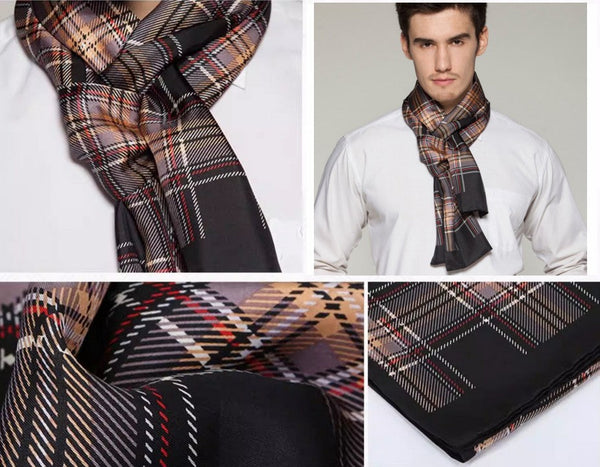 British Style Long Scarf, Luxury Silk Neck Scarf, Formal Wear Silk Scarf, Mens Thin Silk Scarf, Mens Spring Autumn Scarf, Business Silk Scarf Men, Silk Scarf For Suit-ArtWorkCrafts.com