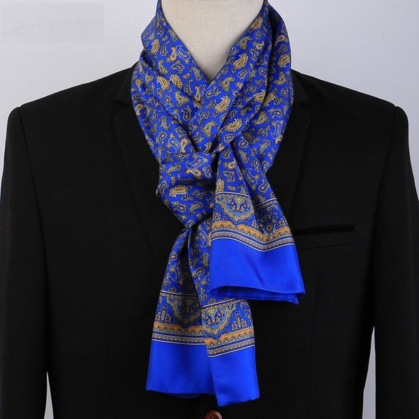 Luxury Silk Neck Scarf, Formal Wear Silk Scarf, British Style Long Scarf, Mens Thin Silk Scarf, Mens Spring Autumn Scarf, Business Silk Scarf Men, Silk Scarf For Suit-ArtWorkCrafts.com
