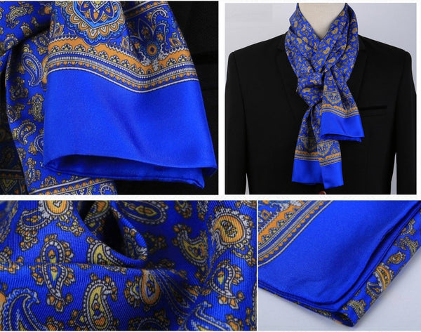 Luxury Silk Neck Scarf, Formal Wear Silk Scarf, British Style Long Scarf, Mens Thin Silk Scarf, Mens Spring Autumn Scarf, Business Silk Scarf Men, Silk Scarf For Suit-ArtWorkCrafts.com
