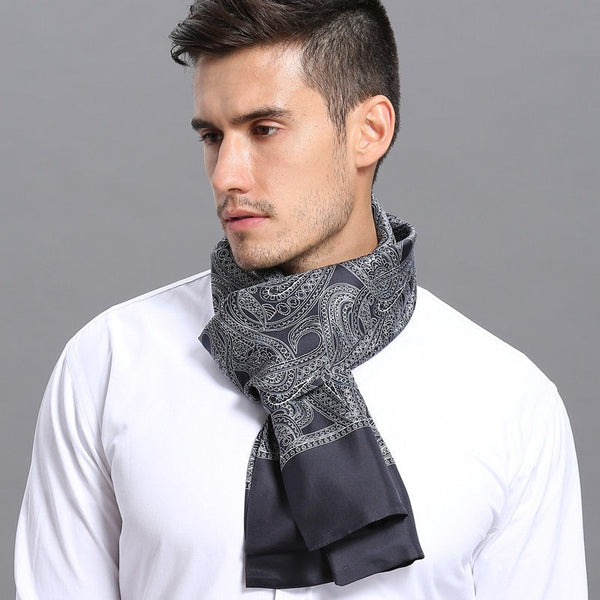 Formal Wear Silk Scarf, Silk Ascot For Men, Lightweight Silk Scarf Men, Silk Neckerchief For Business, Mens Dress Silk Scarf, Elegant Silk Scarf Mens, Skinny Silk Scarf Men-ArtWorkCrafts.com