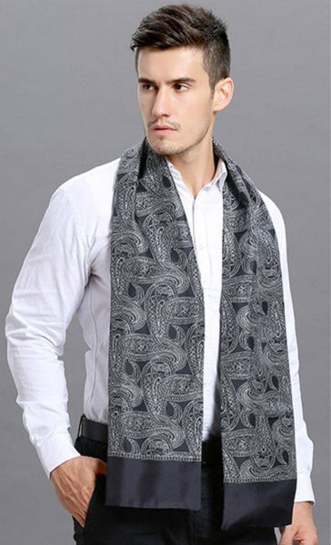 Formal Wear Silk Scarf, Silk Ascot For Men, Lightweight Silk Scarf Men, Silk Neckerchief For Business, Mens Dress Silk Scarf, Elegant Silk Scarf Mens, Skinny Silk Scarf Men-ArtWorkCrafts.com
