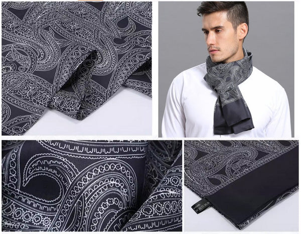 Formal Wear Silk Scarf, Silk Ascot For Men, Lightweight Silk Scarf Men, Silk Neckerchief For Business, Mens Dress Silk Scarf, Elegant Silk Scarf Mens, Skinny Silk Scarf Men-ArtWorkCrafts.com