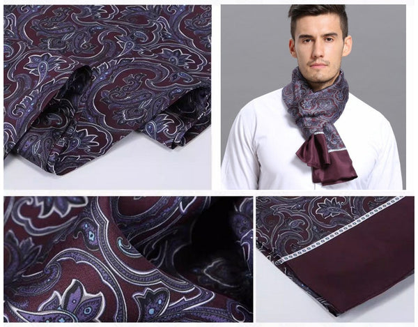 Lightweight Silk Scarf Men, Silk Neckerchief For Business, Formal Wear Silk Scarf, Silk Ascot For Men, Mens Dress Silk Scarf, Elegant Silk Scarf Mens, Skinny Silk Scarf Men-ArtWorkCrafts.com