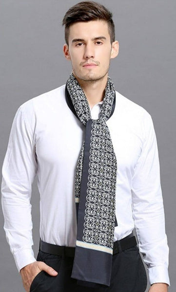 Elegant Silk Scarf Mens, Skinny Silk Scarf Men, Lightweight Silk Scarf Men, Silk Neckerchief For Business, Formal Wear Silk Scarf, Silk Ascot For Men, Mens Dress Silk Scarf-ArtWorkCrafts.com