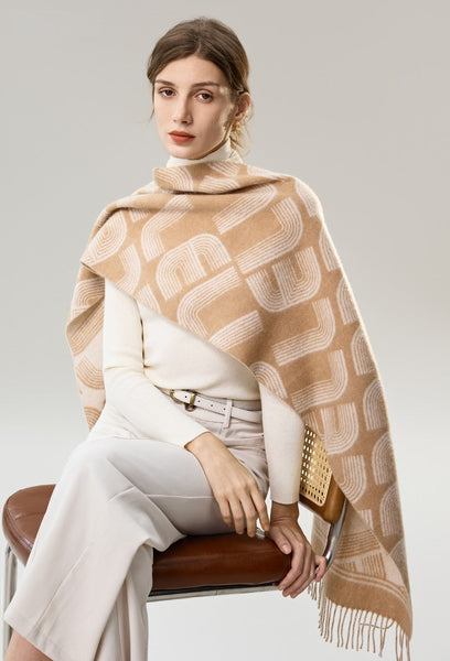 Elegant Scarf, Holiday Women Scarf, Cold Weather Scarf, Fashion Designer Scarf, Modern Wool Scarf, Warm Winter Scarf, Soft Cashmere Scarf for Women-ArtWorkCrafts.com