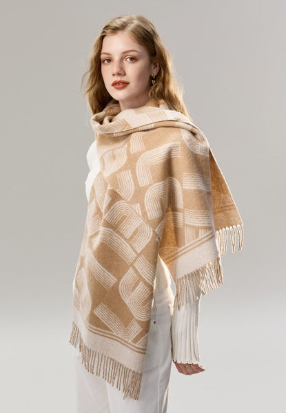 Elegant Scarf, Holiday Women Scarf, Cold Weather Scarf, Fashion Designer Scarf, Modern Wool Scarf, Warm Winter Scarf, Soft Cashmere Scarf for Women-ArtWorkCrafts.com