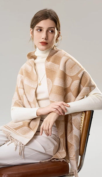 Elegant Scarf, Holiday Women Scarf, Cold Weather Scarf, Fashion Designer Scarf, Modern Wool Scarf, Warm Winter Scarf, Soft Cashmere Scarf for Women-ArtWorkCrafts.com