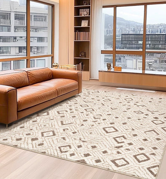 Contemporary Area Rugs for Bedroom, Geometric Modern Rugs for Dining Room, Dining Room Floor Carpets, Mid Century Modern Living Room Rugs-ArtWorkCrafts.com