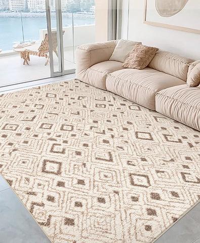 Contemporary Area Rugs for Bedroom, Geometric Modern Rugs for Dining Room, Dining Room Floor Carpets, Mid Century Modern Living Room Rugs-ArtWorkCrafts.com